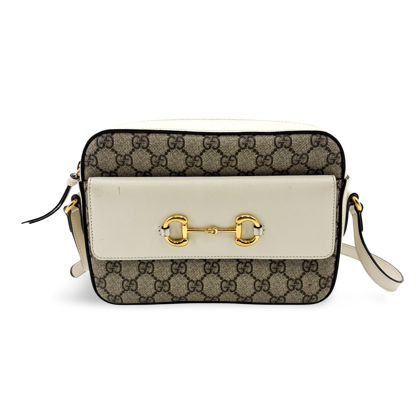 Gucci Horsebit 1955 Small Shoulder Bag White GG Supreme