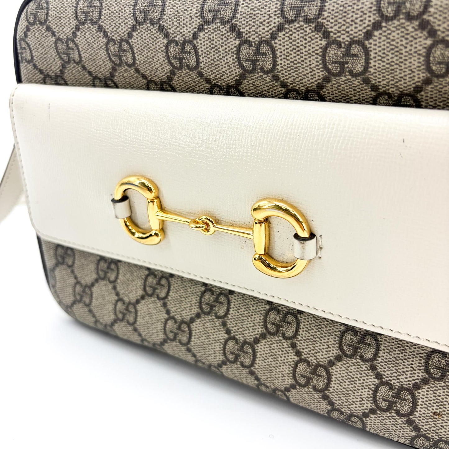 Gucci Horsebit 1955 Small Shoulder Bag White GG Supreme