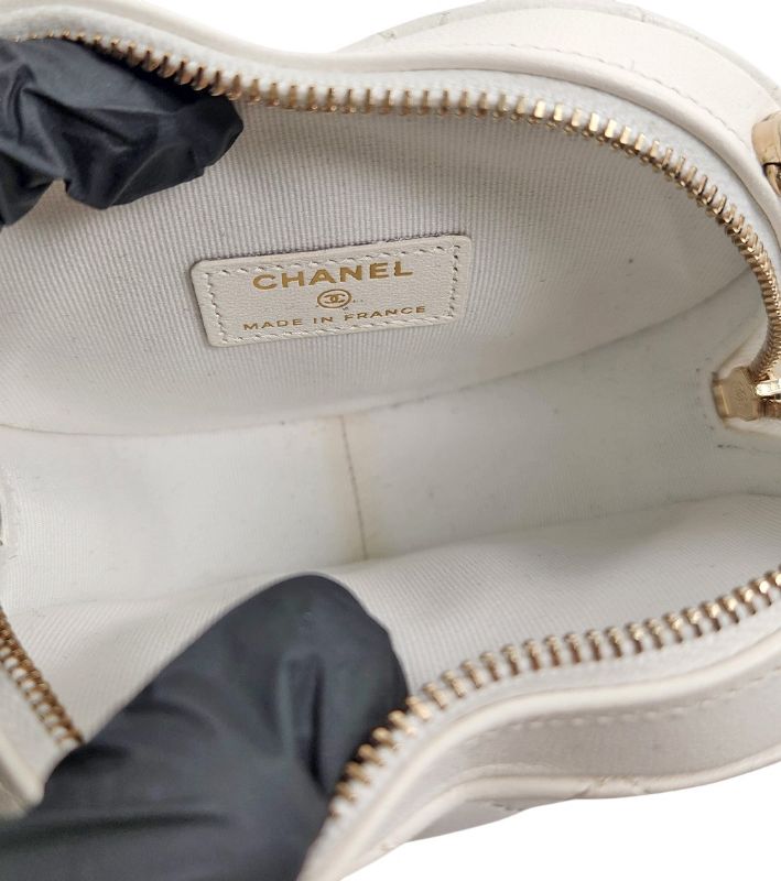 Chanel White Small Heart Crossbody Bag