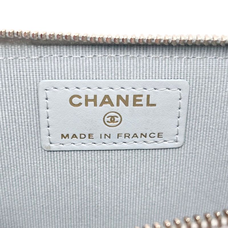 Chanel Sky Blue Caviar Classic Zipper Card Wallet