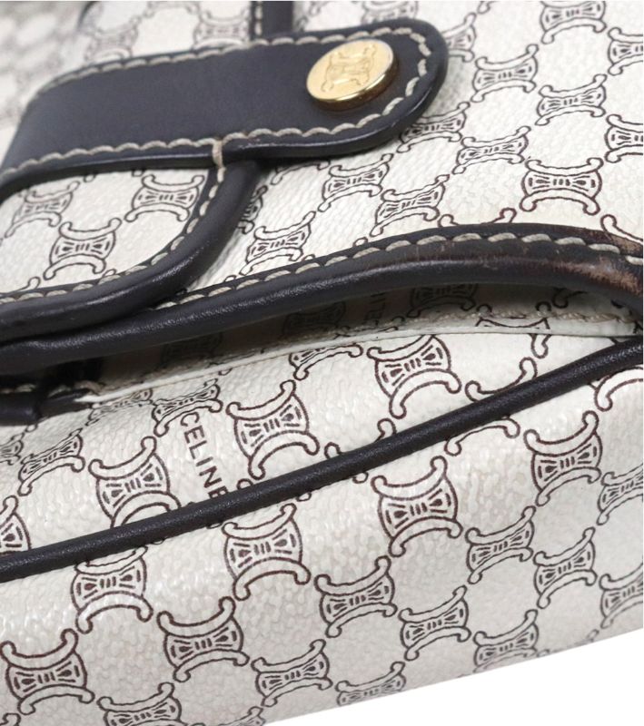Céline White Macadam Two-Pocket Hobo Bag