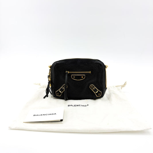 Balenciaga Classic Metallic Edge Reporter XS Noir Or