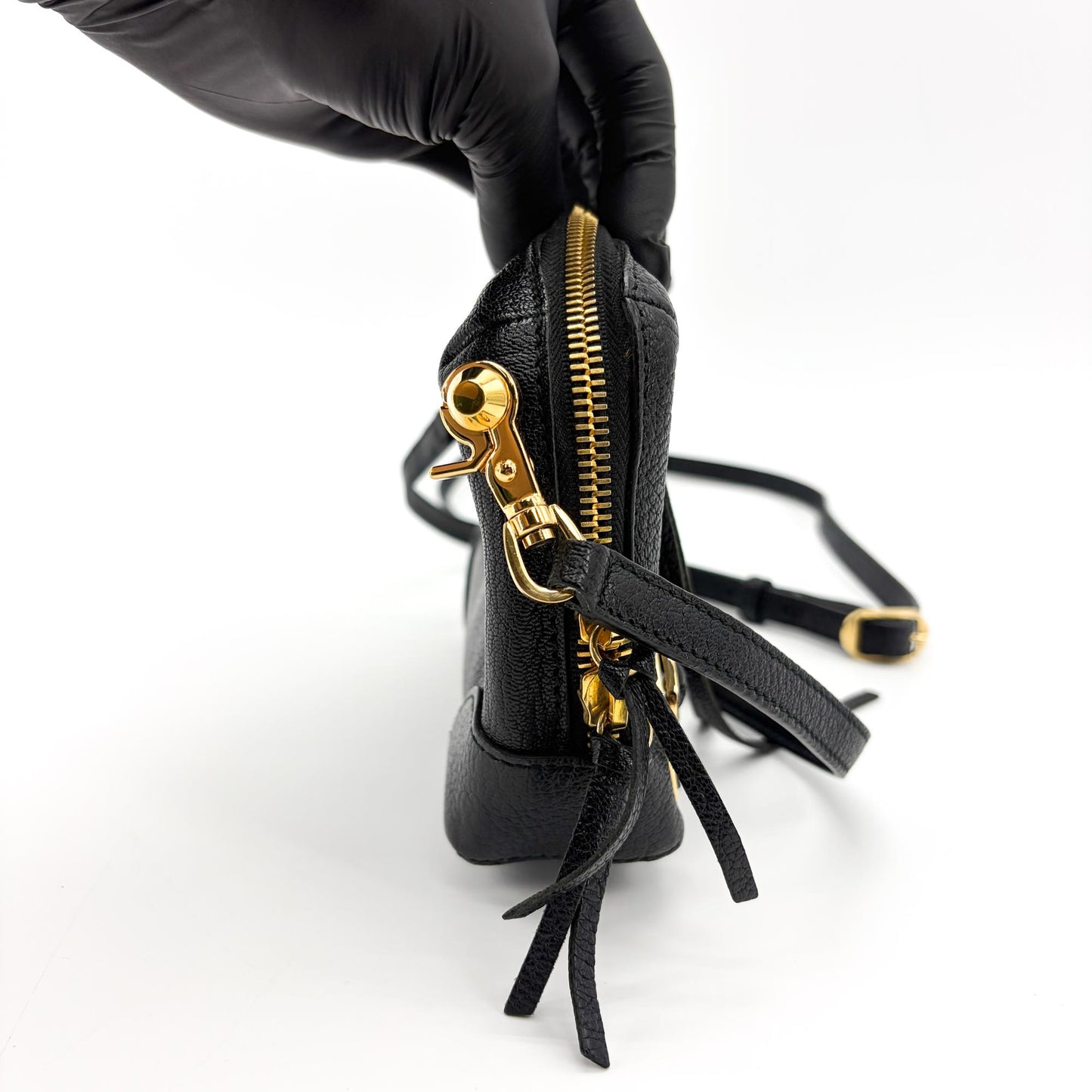 Balenciaga Classic Metallic Edge Reporter XS Black Gold Hardware