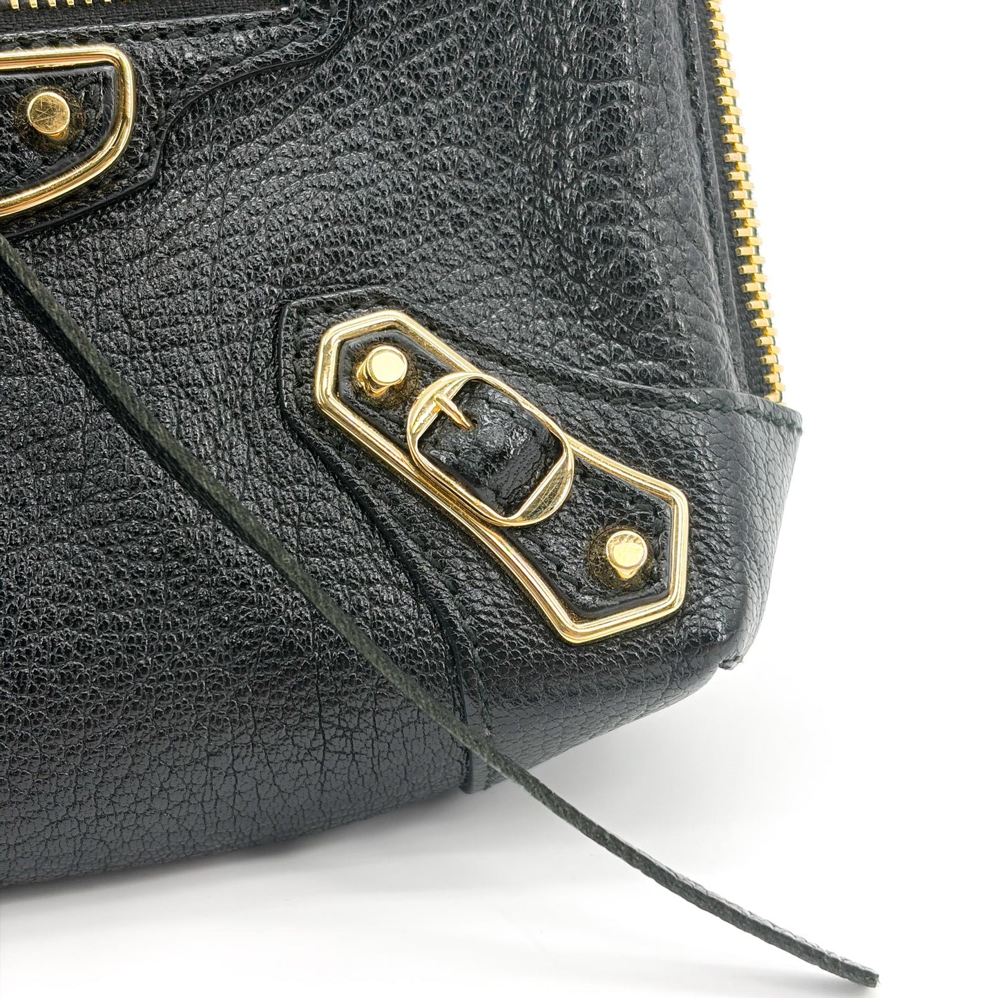 Balenciaga Classic Metallic Edge Reporter XS Black Gold Hardware