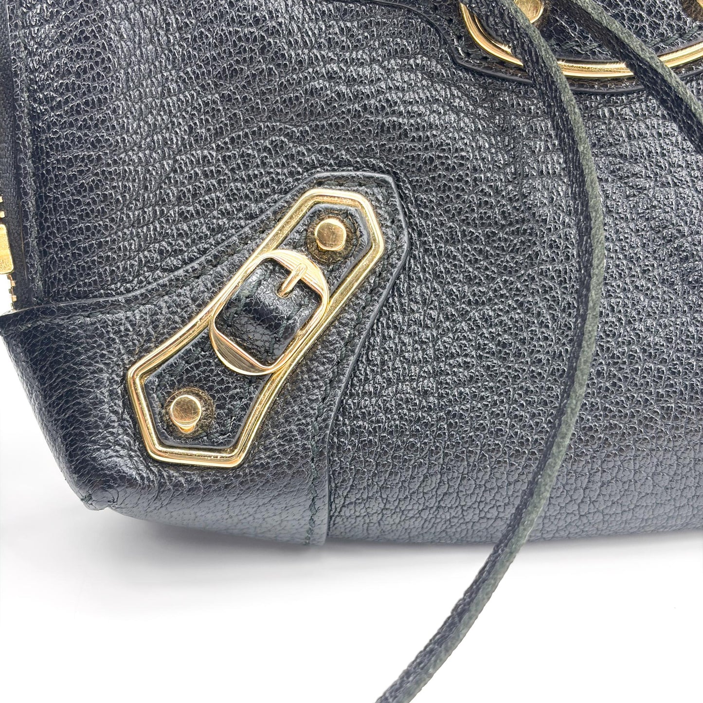 Balenciaga Classic Metallic Edge Reporter XS Black Gold Hardware
