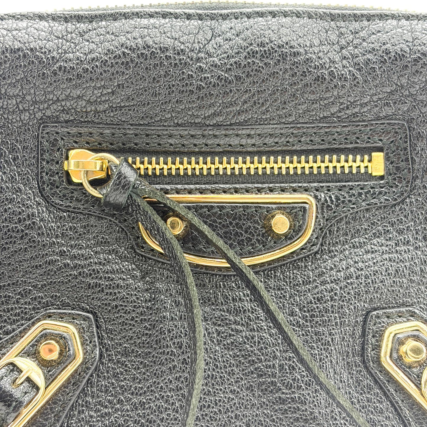 Balenciaga Classic Metallic Edge Reporter XS Black Gold Hardware