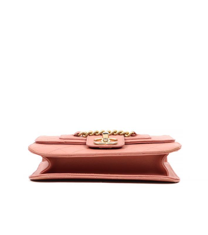 Chanel Pink Quilted CC Flap Chain Shoulder Bag