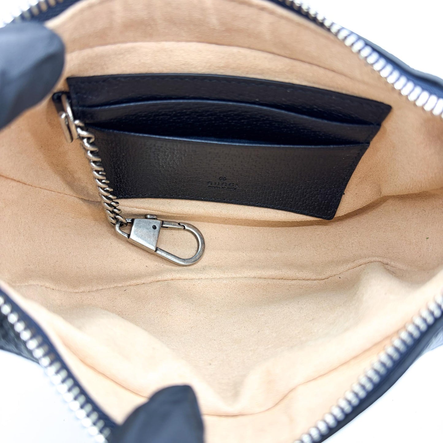 Gucci Ophidia Small GG Supreme Half Moon Shoulder Bag Blue Ivory