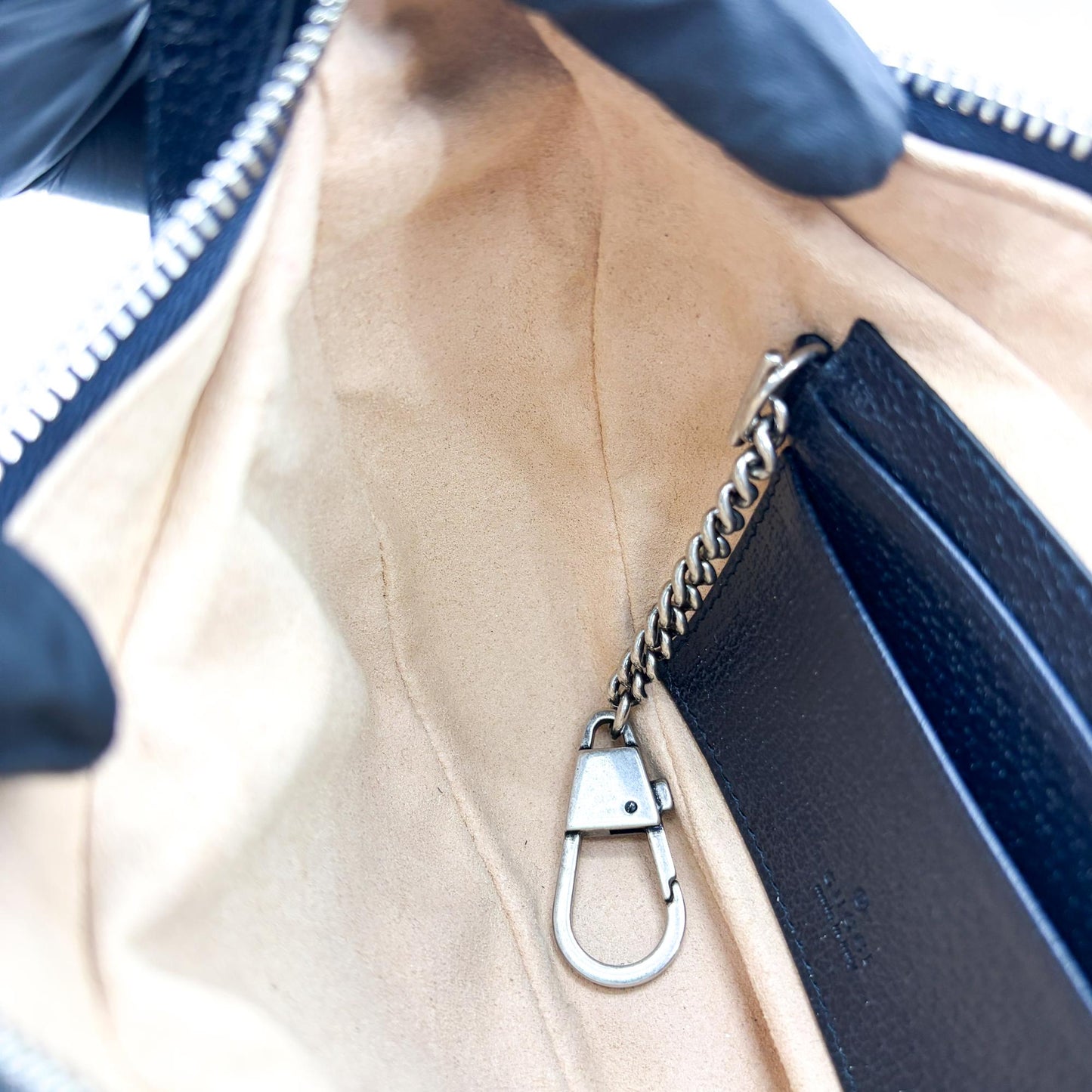 Gucci Ophidia Small GG Supreme Half Moon Shoulder Bag Blue Ivory