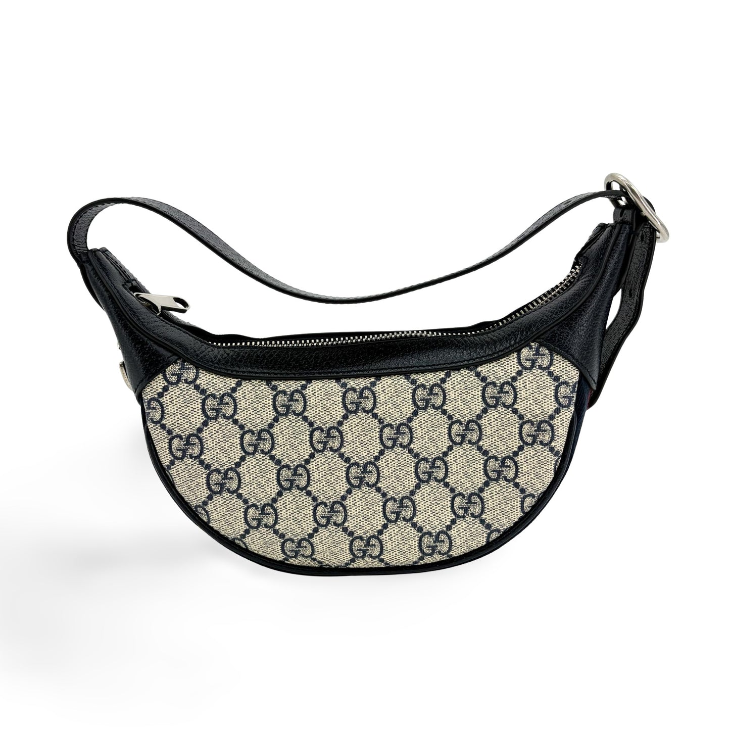 Gucci Ophidia Small GG Supreme Half Moon Shoulder Bag Blue Ivory