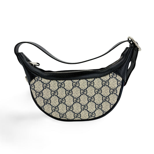 Gucci Ophidia Small GG Supreme Half Moon Shoulder Bag Blue Ivory