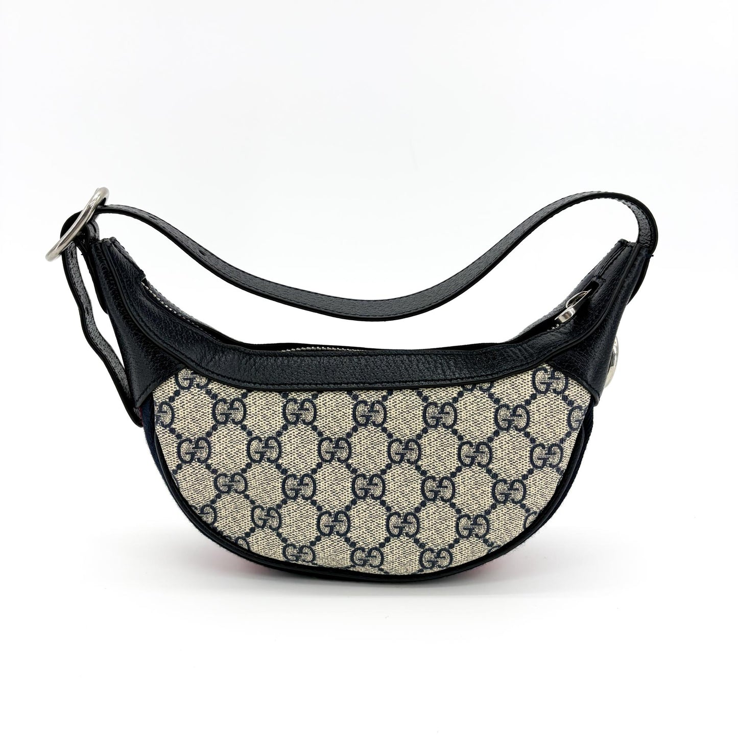 Gucci Ophidia Small GG Supreme Half Moon Shoulder Bag Blue Ivory