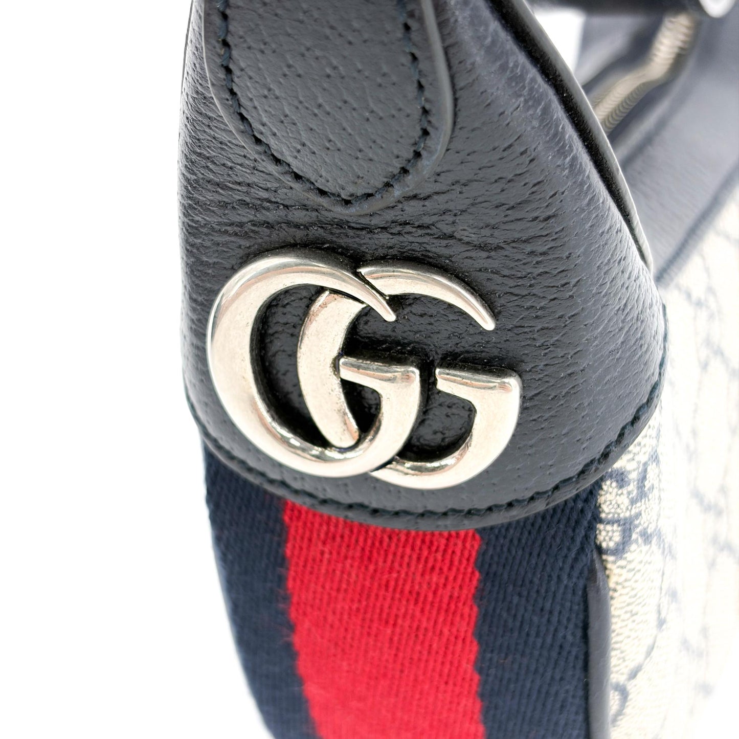 Gucci Ophidia Small GG Supreme Half Moon Shoulder Bag Blue Ivory