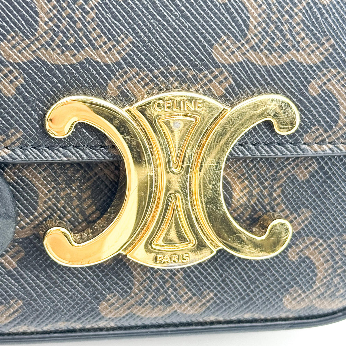 Celine Mini Triomphe Triomphe Canvas Tan