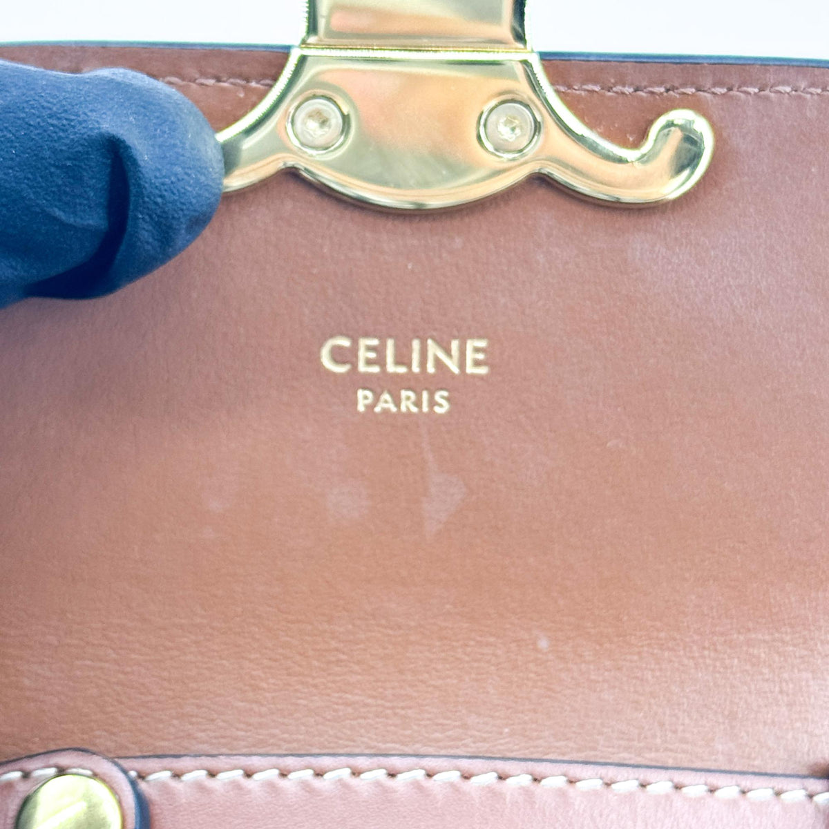 Celine Mini Triomphe Triomphe Canvas Tan