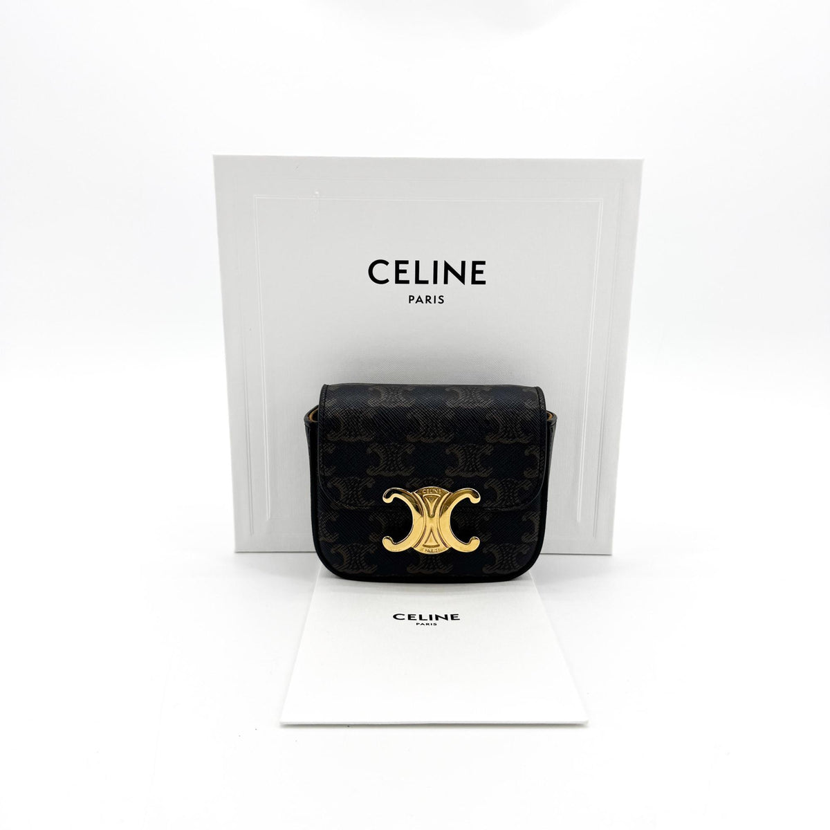 Celine Mini Triomphe Triomphe Canvas Tan