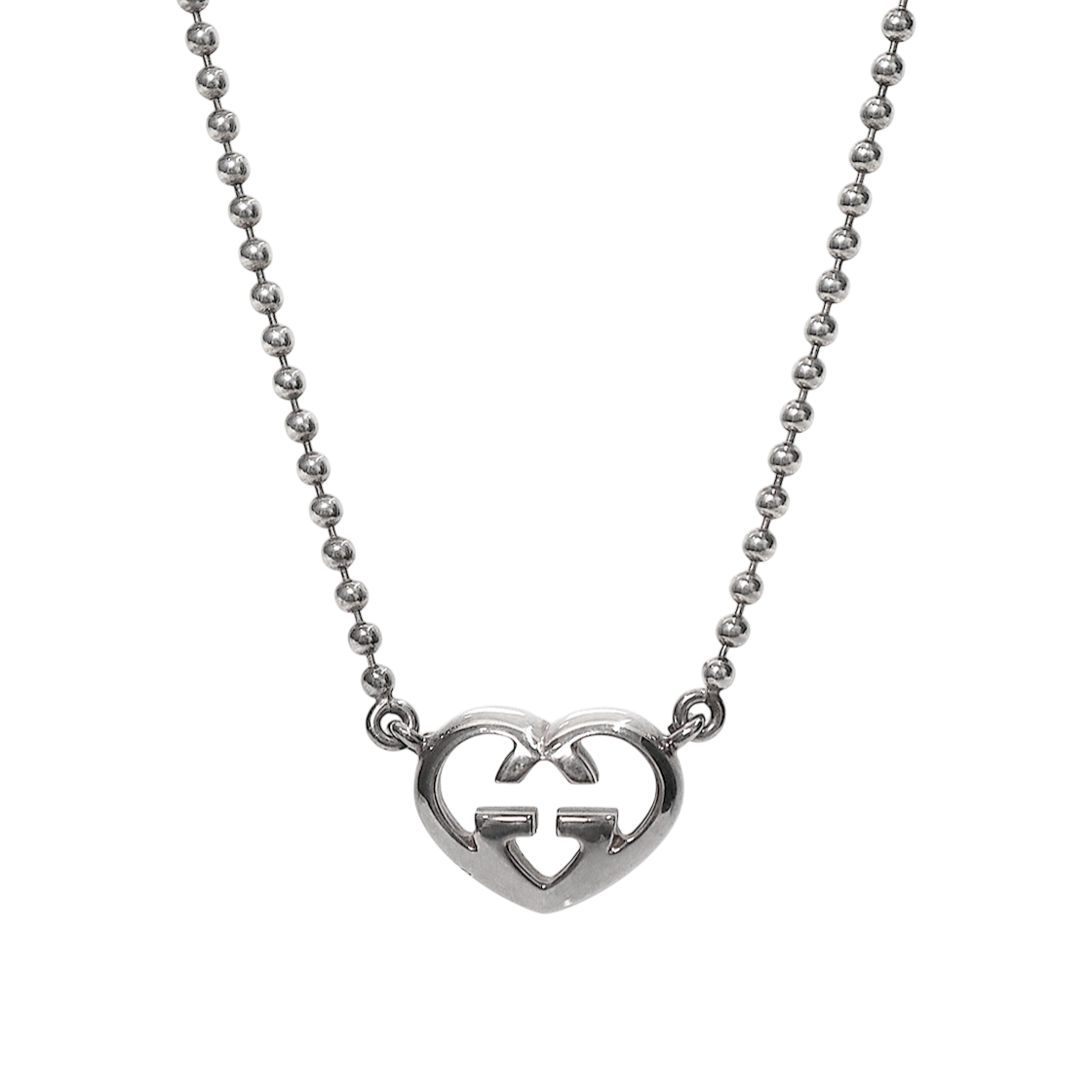 Gucci Heart Interlocking G Silver Necklace