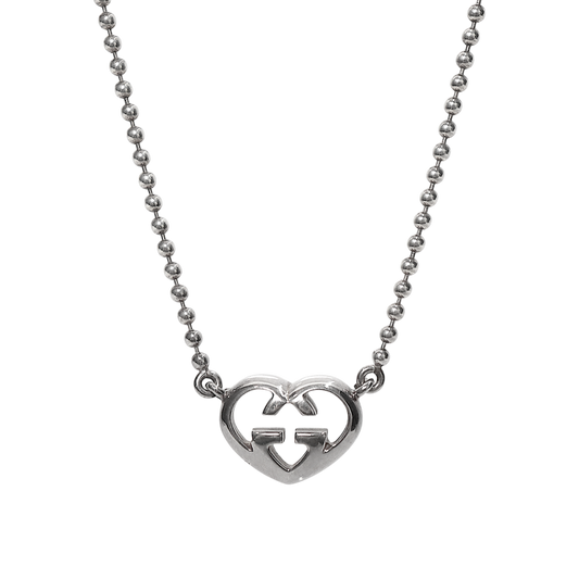 Gucci Heart Interlocking G Silver Necklace