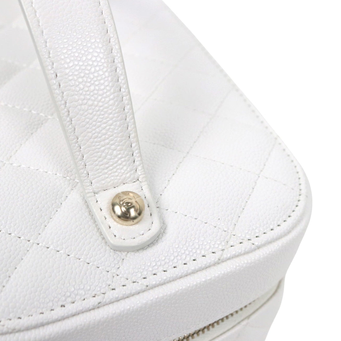 Chanel White Caviar Cosmetics Vanity Bag