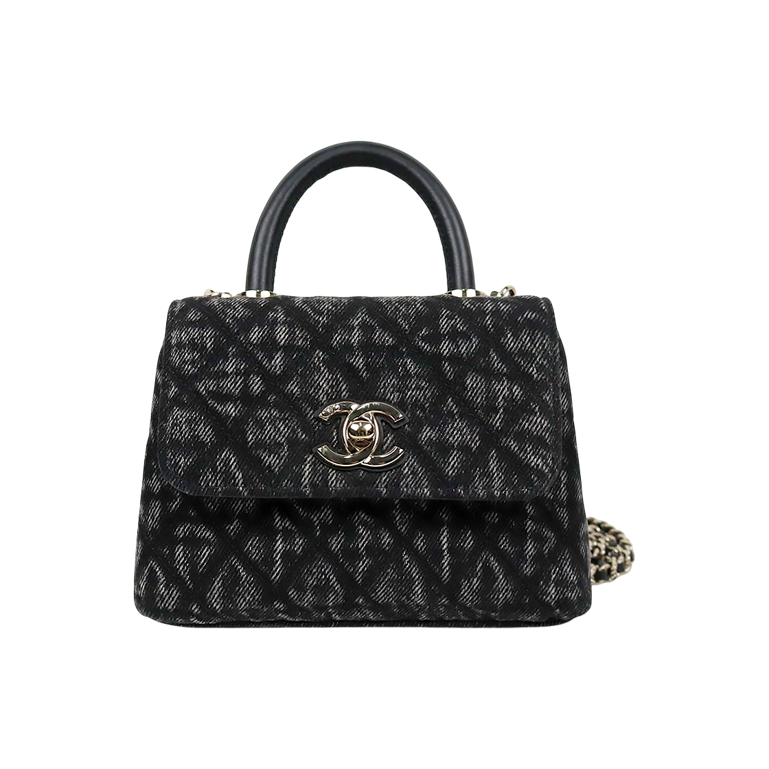 Chanel Black Denim Top Handle Bag