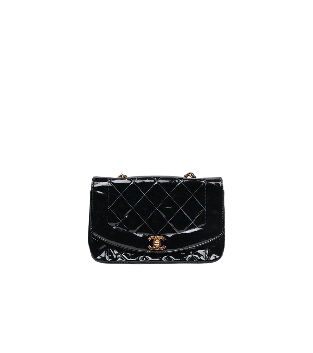 Chanel Black Patent Diana Shoulder Bag
