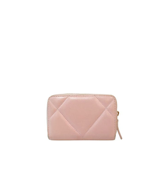 Chanel Pink Lambskin 19 Zipper Card Wallet