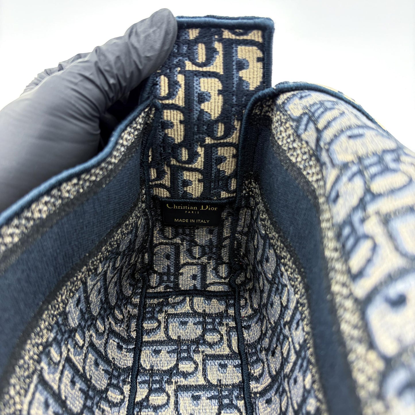 Dior Small Diorcamp Bag Navy Blue Oblique Embroidery