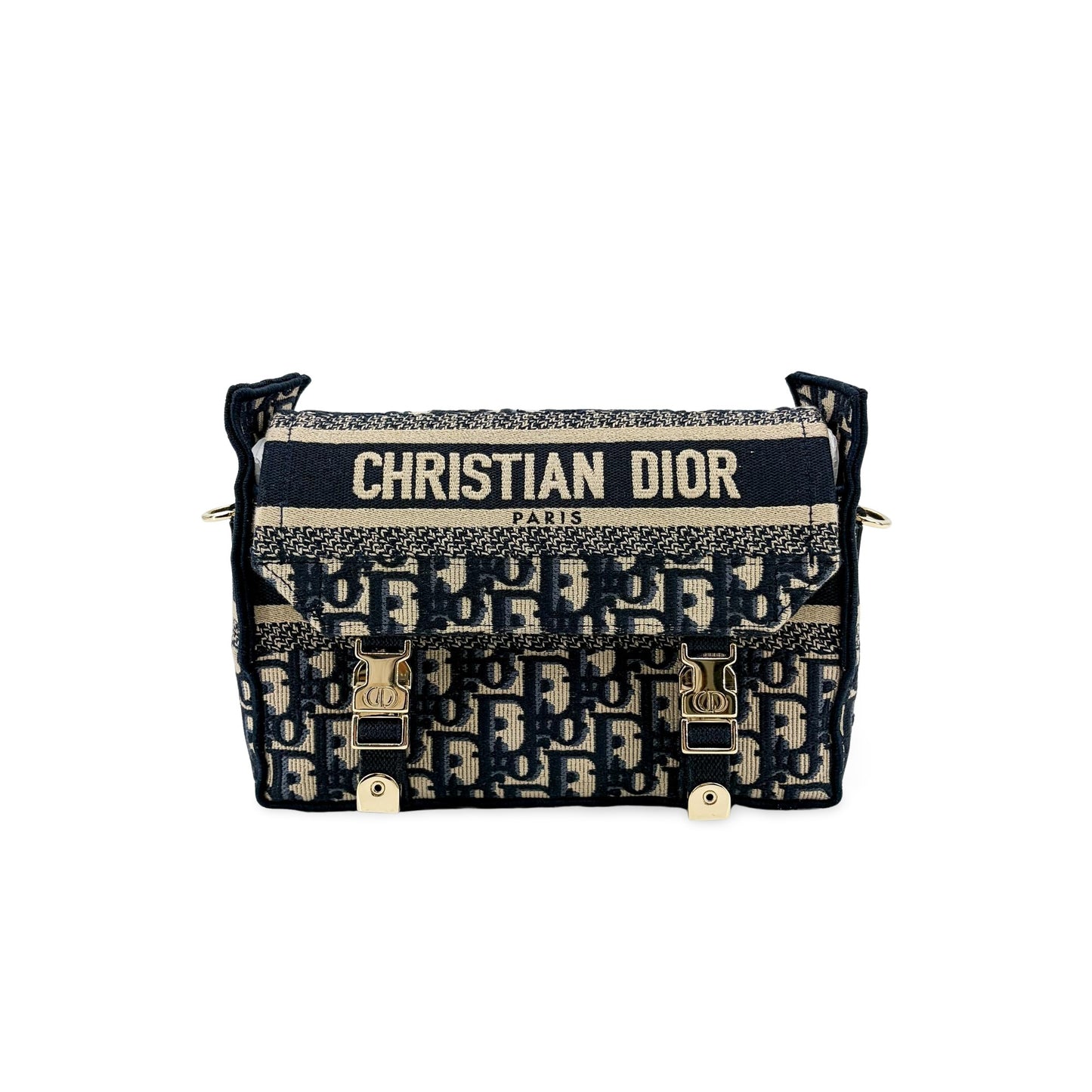 Dior Small Diorcamp Bag Navy Blue Oblique Embroidery