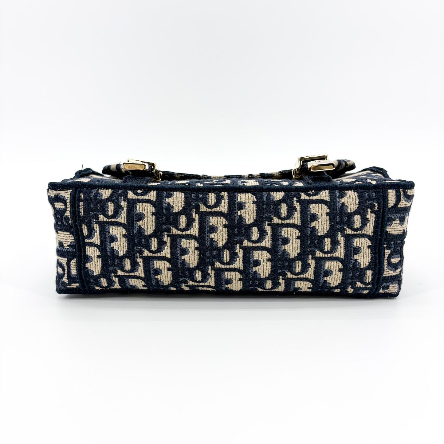 Dior Small Diorcamp Bag Navy Blue Oblique Embroidery