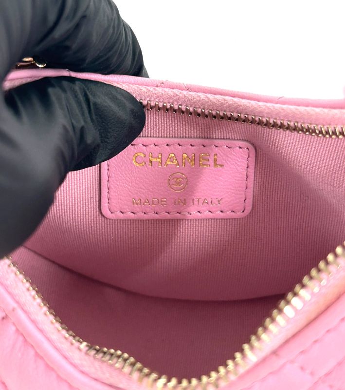 Chanel Pink Leather Mini Half Moon Crossbody Bag