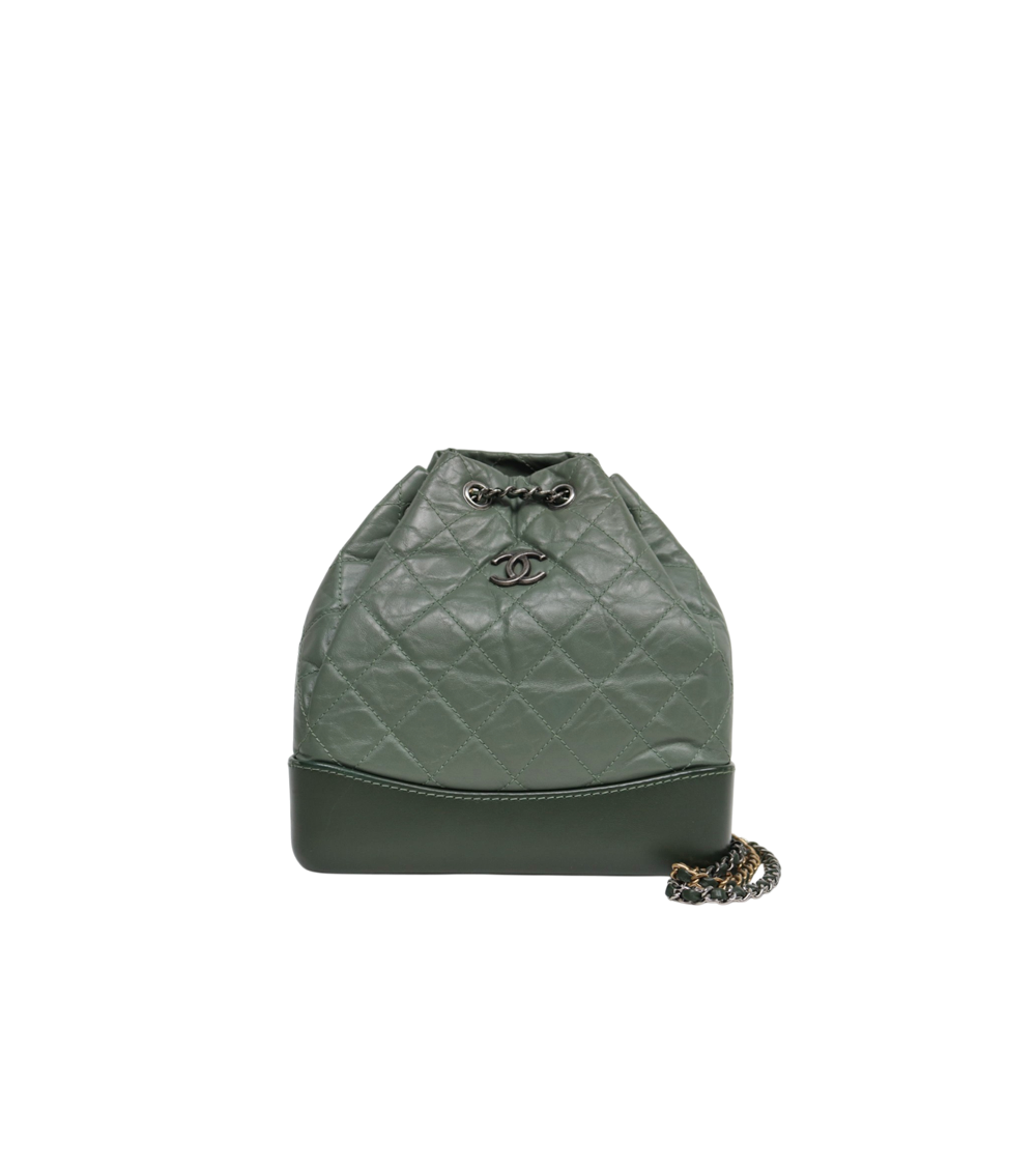 Chanel Small Khaki and Leather Gabrielle Backpack