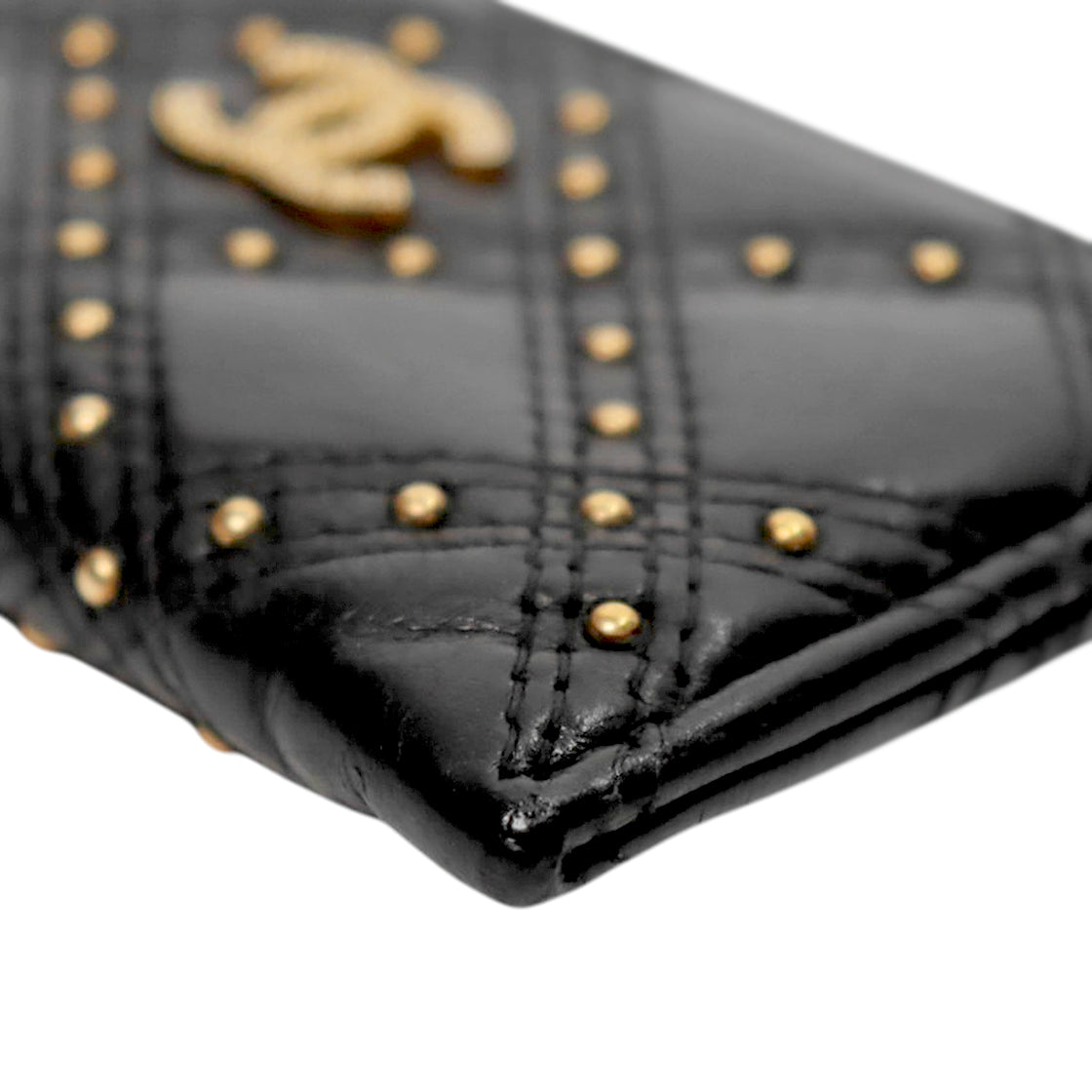 Chanel Black Stud Card Holder Wallet