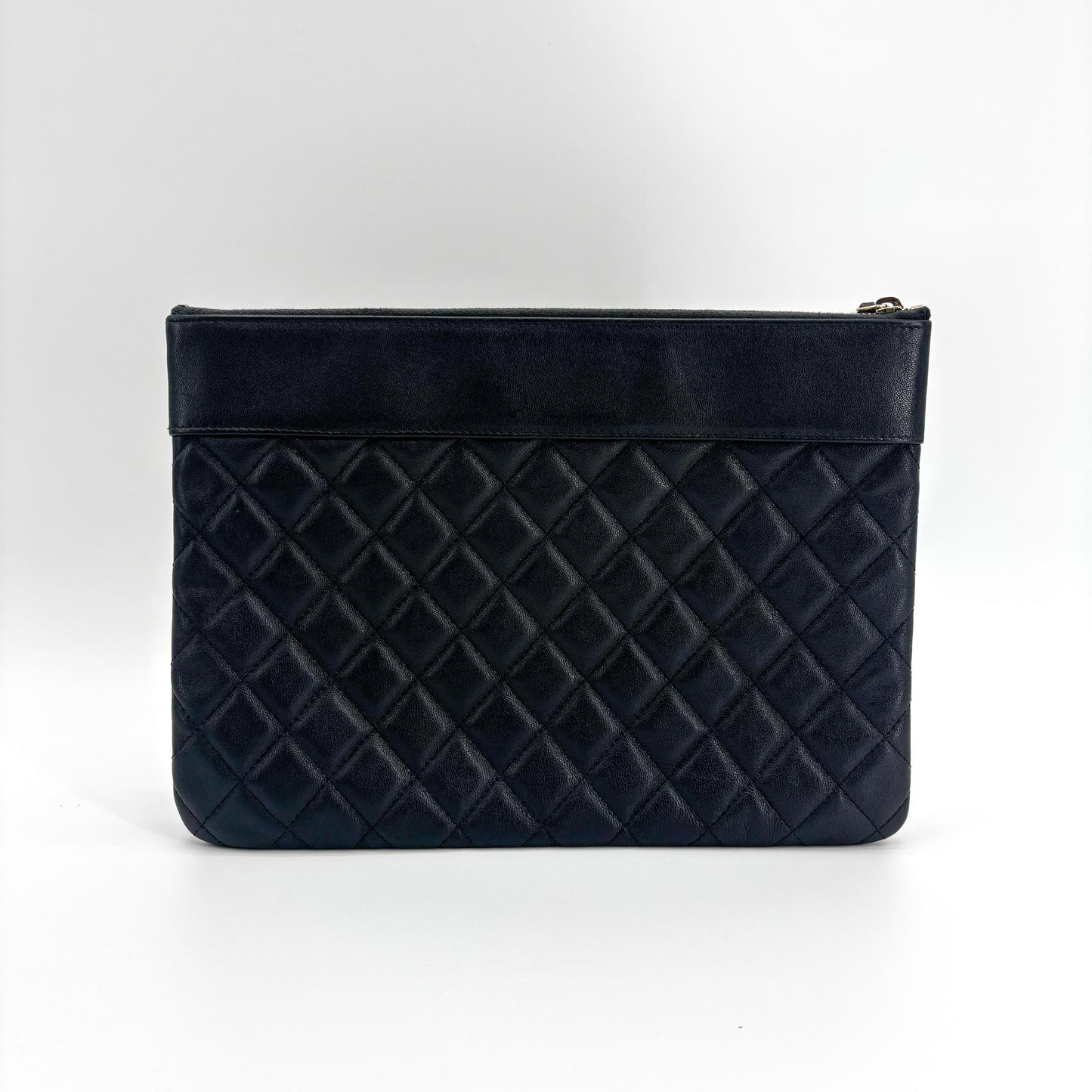 Chanel CC Turnlock Quilted OK Case Clutch Bag Navy Gold Hardware