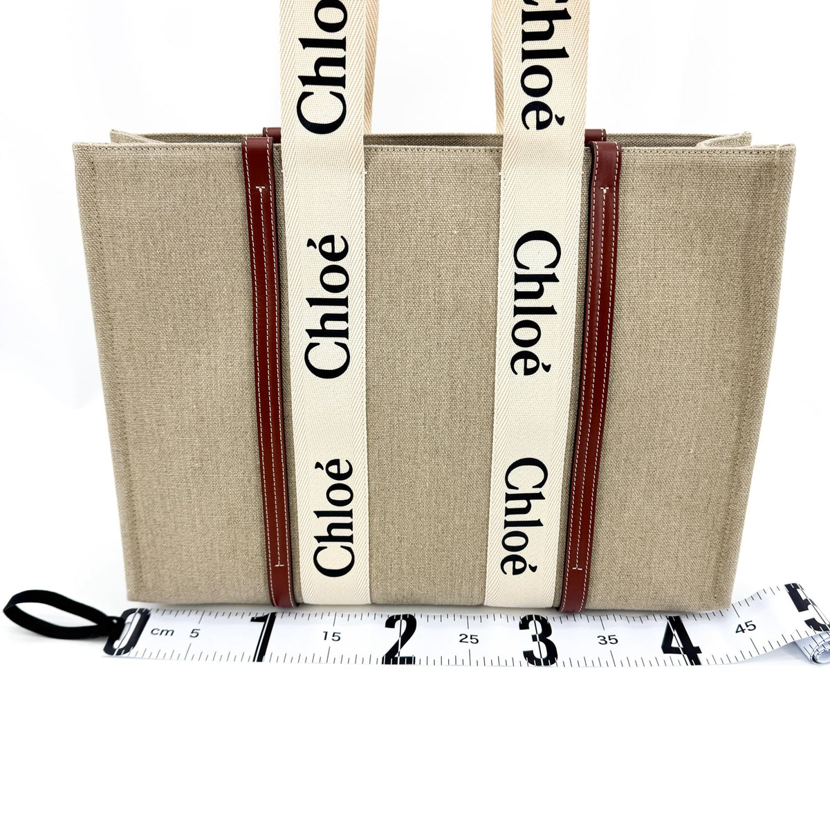 Chloé Woody Medium Tote Bag Beige Brown
