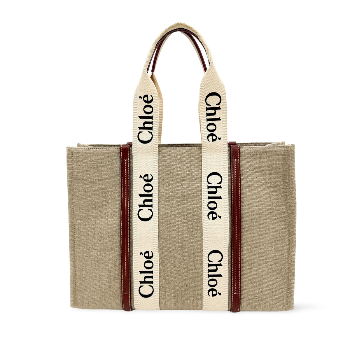 Chloé Woody Medium Tote Bag Beige Brown