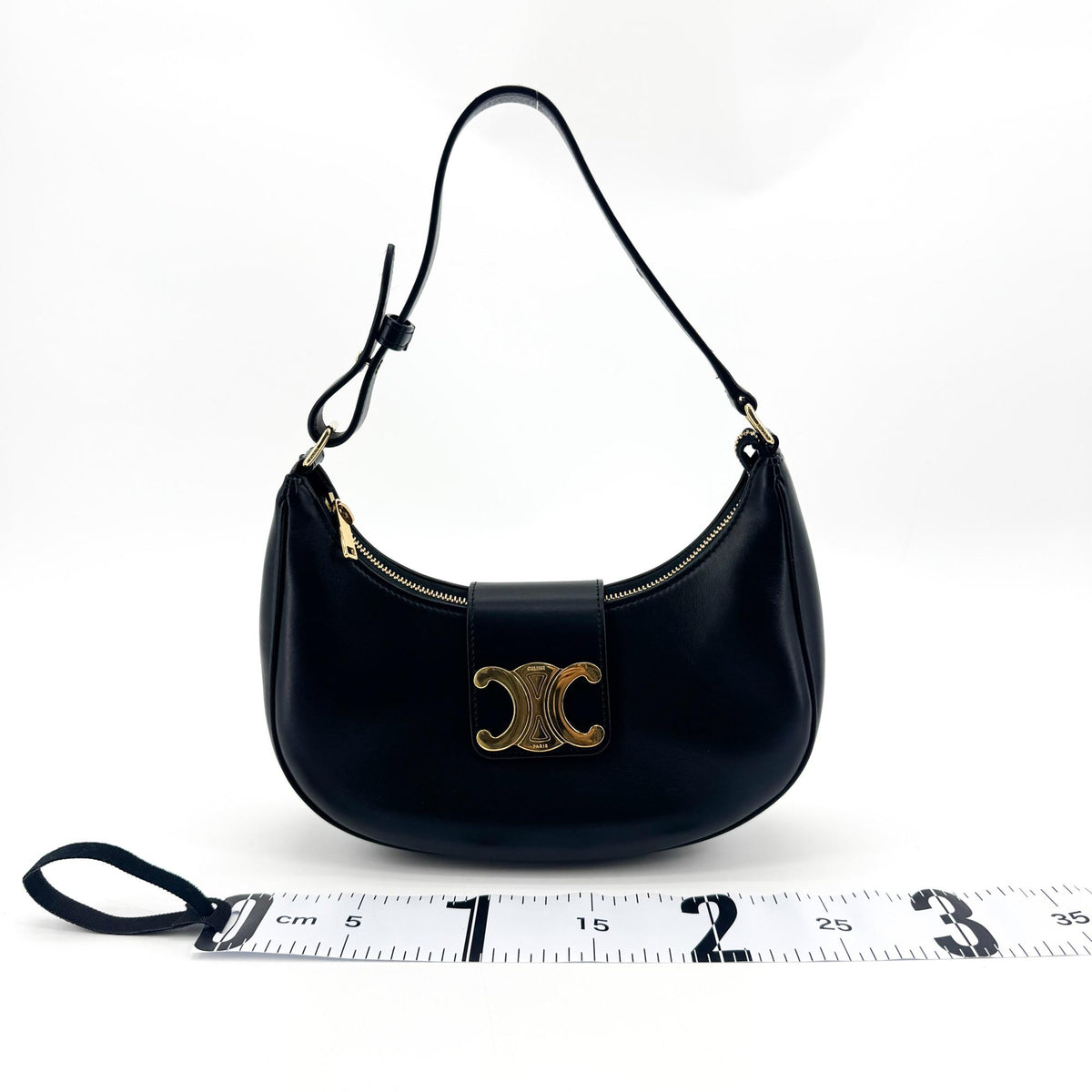Celine Medium Ava Triomphe Bag Calfskin Black Gold Hardware