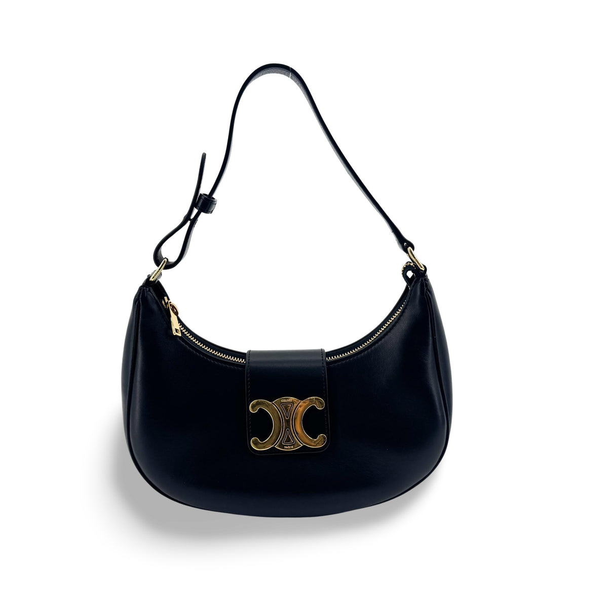 Celine Medium Ava Triomphe Bag Calfskin Black Gold Hardware