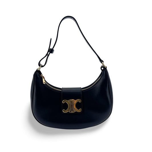 Celine Medium Ava Triomphe Bag Calfskin Black Gold Hardware