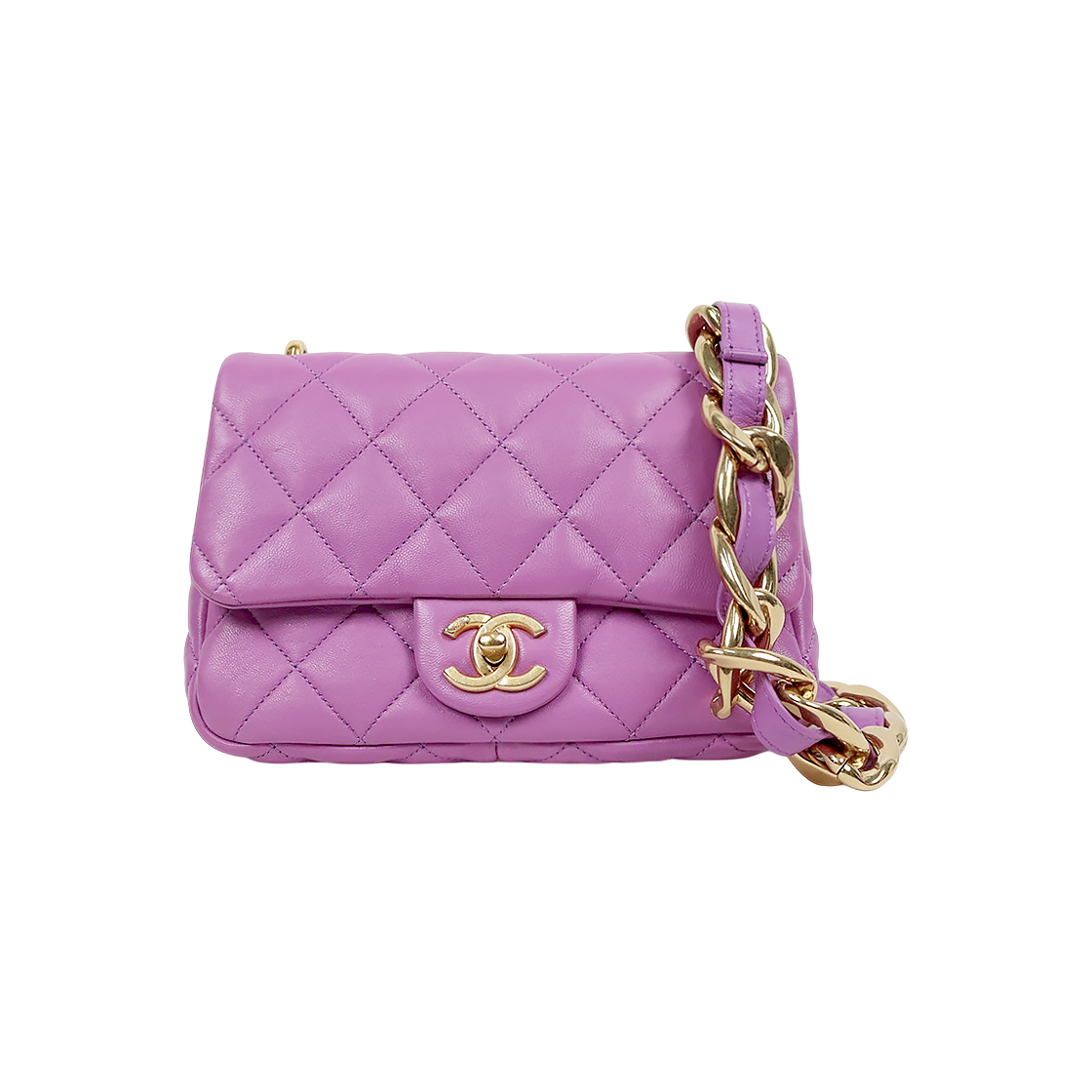Chanel Purple Maxi Lambskin Chain Flap Shoulder Bag