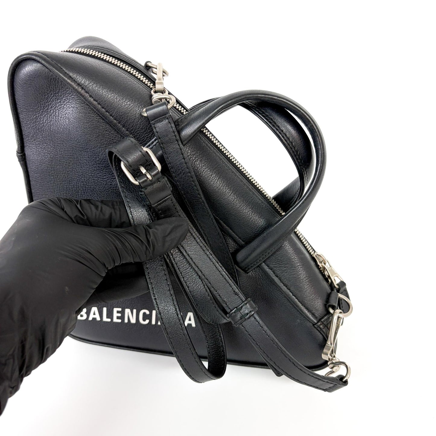 Balenciaga Logo Triangle Small Duffle Bag Black