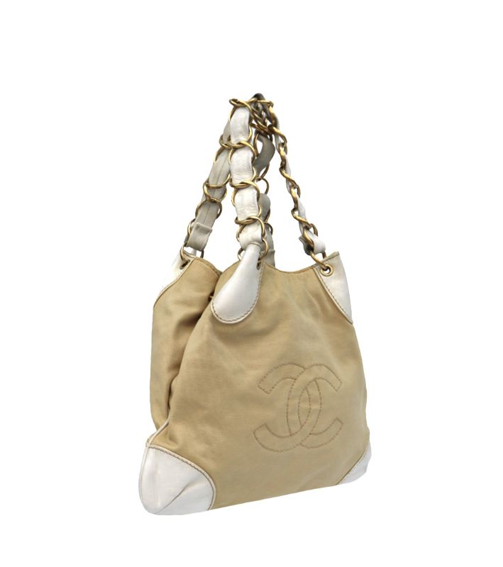 Chanel Beige Fabric Shoulder Bag