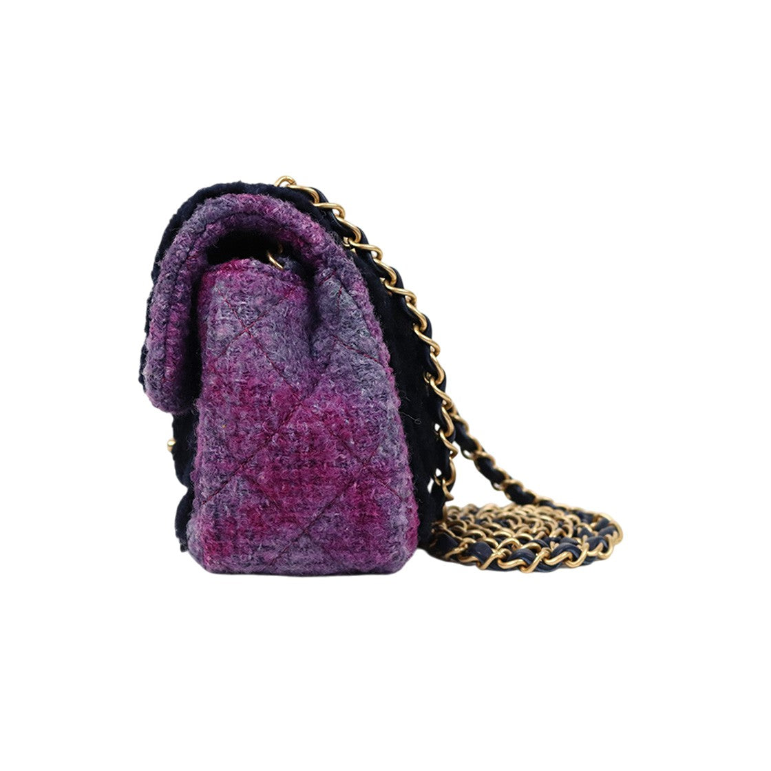 Chanel Black and Purple Shearling Flap Crossbody Bag
