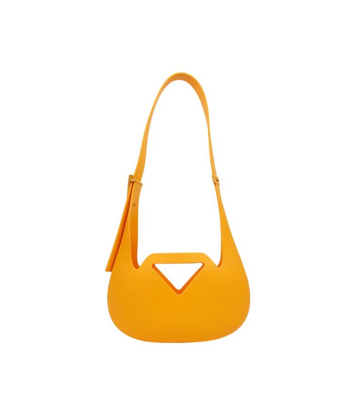 Bottega Veneta Yellow Matte Rubber Punch Shoulder Bag