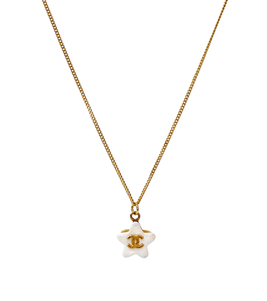 Chanel White Star CC Gold Necklace