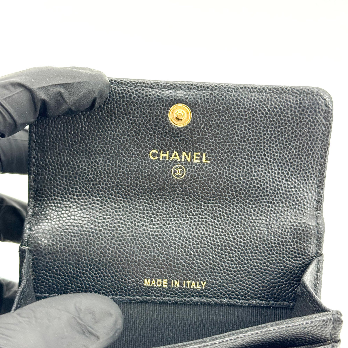 Chanel Boy Chanel Flap Card Holder Caviar Gold Hardware Black