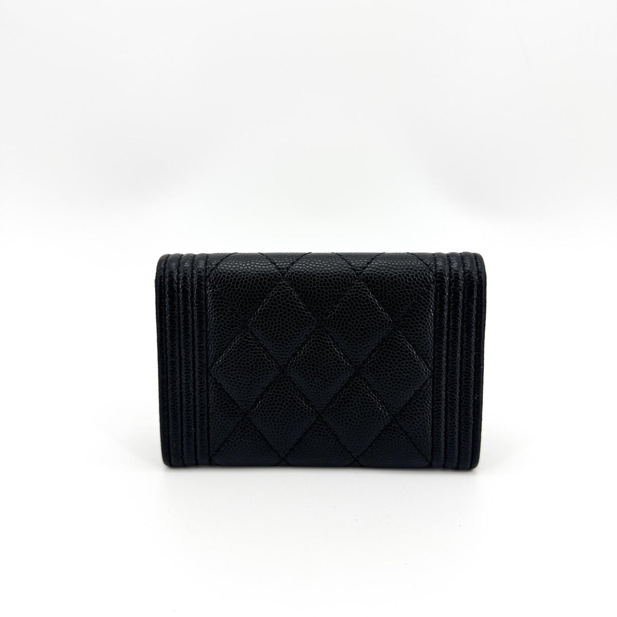 Chanel Boy Chanel Flap Card Holder Caviar Gold Hardware Black