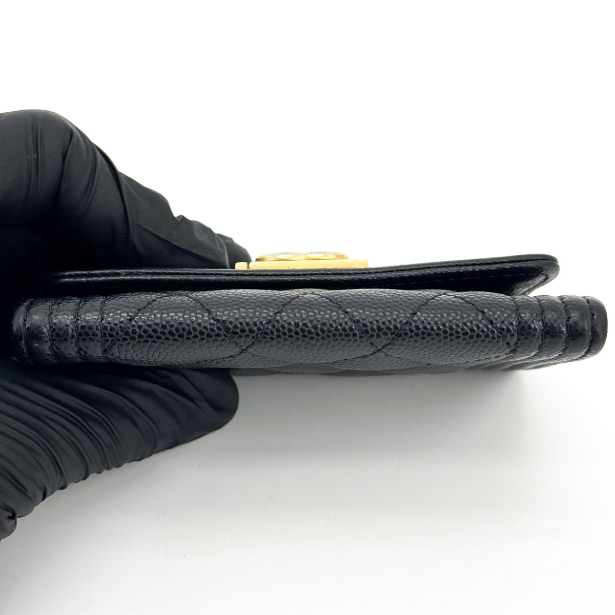 Chanel Boy Chanel Flap Card Holder Caviar Gold Hardware Black