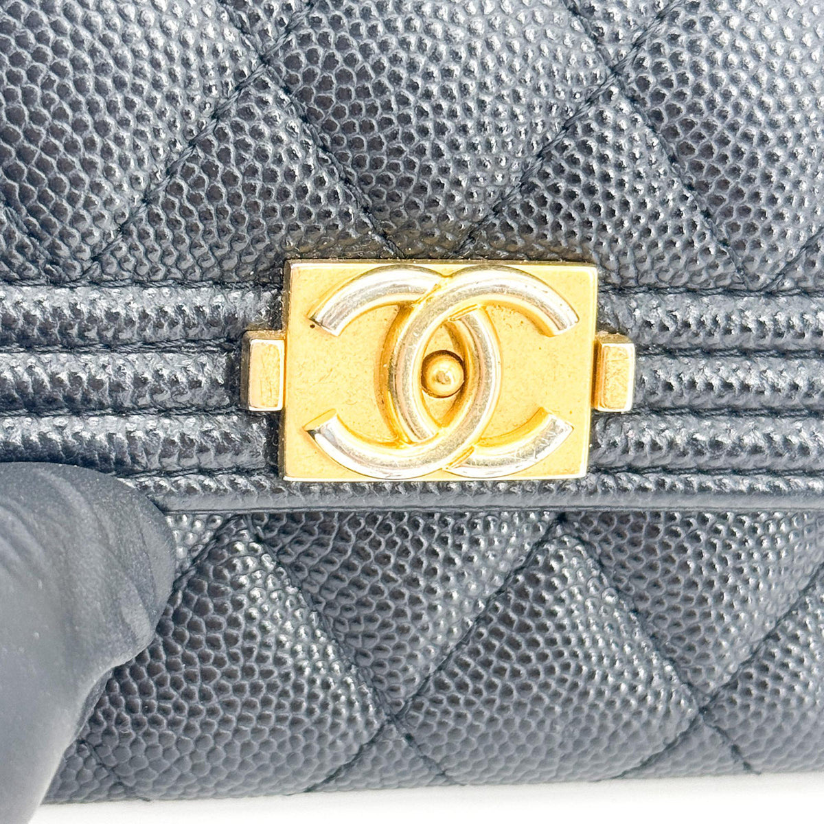 Chanel Boy Chanel Flap Card Holder Caviar Gold Hardware Black