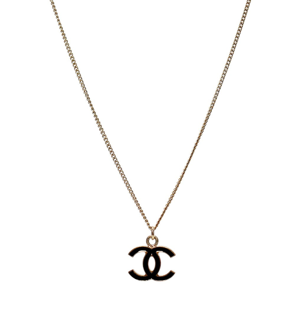 Chanel Black CC Gold Necklace
