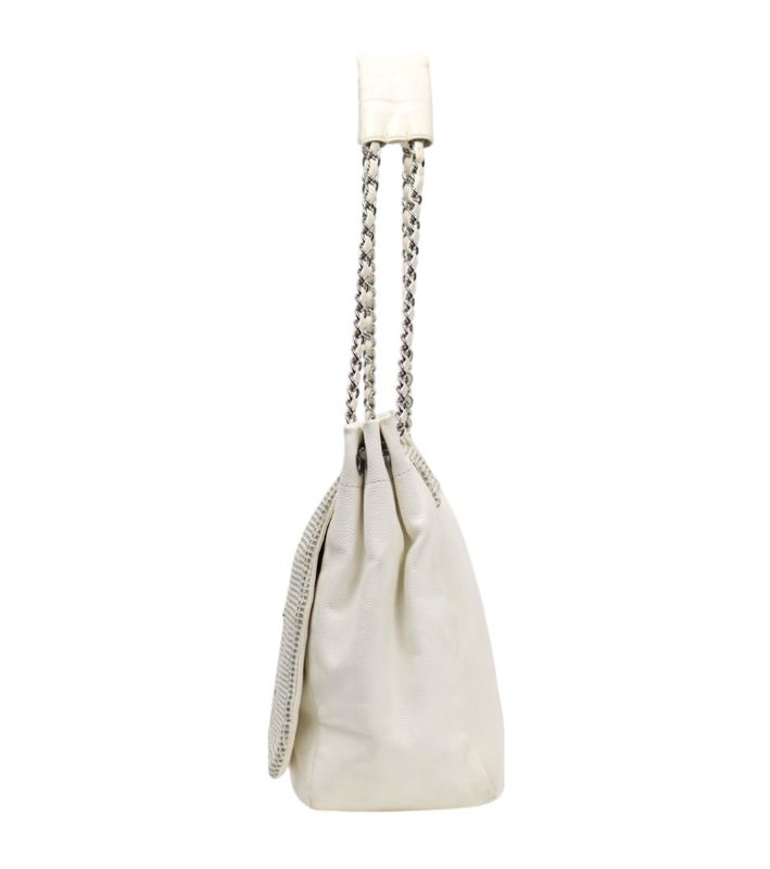 Chanel White Perforated Big CC Flap Shoulder Bag